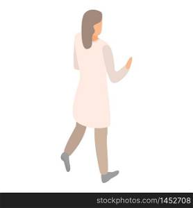 Woman go to meet icon. Isometric of woman go to meet vector icon for web design isolated on white background. Woman go to meet icon, isometric style