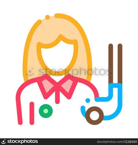 Woman Golf Player Icon Vector. Outline Woman Golf Player Sign. Isolated Contour Symbol Illustration. Woman Golf Player Icon Vector Outline Illustration