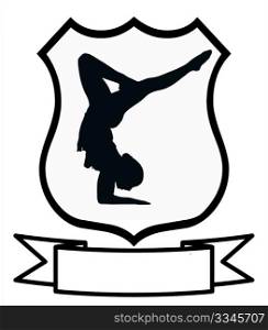 Woman Gymnastics Sport Emblem Badge Shield Logo Insignia Coat of Arms
