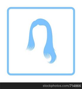 Woman Hair Dress. Blue Frame Design. Vector Illustration.