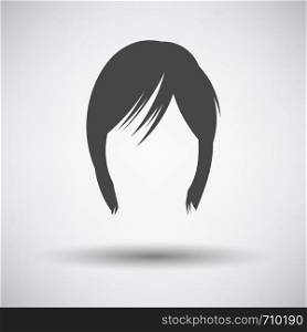Woman Hair Dress. Dark Gray on Gray Background With Round Shadow. Vector Illustration.