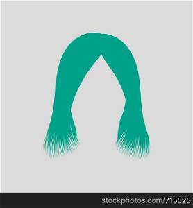 Woman Hair Dress. Green on Gray Background. Vector Illustration.
