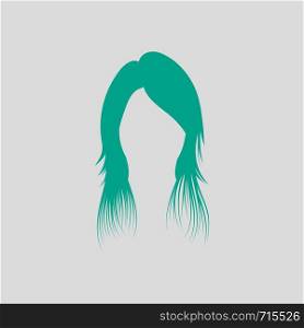Woman Hair Dress. Green on Gray Background. Vector Illustration.