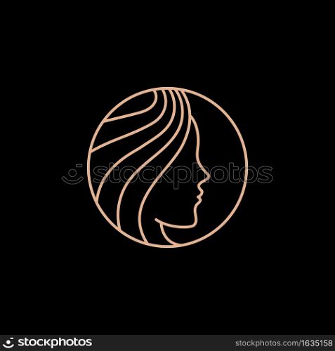 Woman hair salon logo design luxury Vector