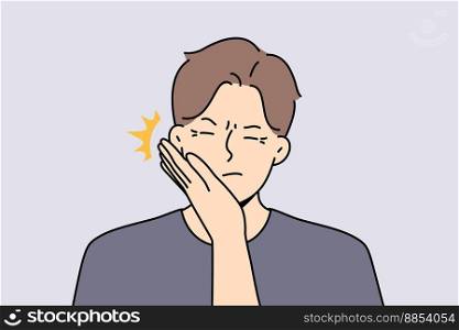 Woman hand give face slap to male. Distressed unhappy man being slapped by female lover or friend. Body language concept. Vector illustration. . Woman give face slap to unhappy man 