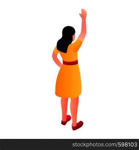 Woman hand up icon. Isometric of woman hand up vector icon for web design isolated on white background. Woman hand up icon, isometric style