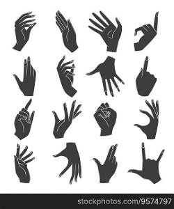Woman hands gestures silhouettes vector image