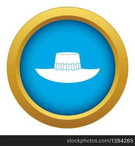 Woman hat icon blue vector isolated on white background for any design. Woman hat icon blue vector isolated