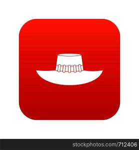 Woman hat icon digital red for any design isolated on white vector illustration. Woman hat icon digital red