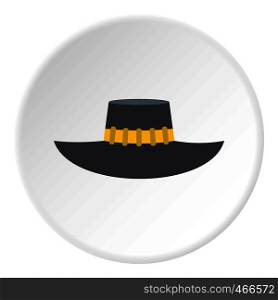 Woman hat icon in flat circle isolated on white background vector illustration for web. Woman hat icon circle