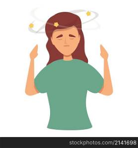 Woman head pain icon cartoon vector. Brain sick. Patient epilepsy. Woman head pain icon cartoon vector. Brain sick