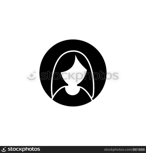 Woman head symbol. Glyph female avatar icon. Simple vector design illustration. Woman head symbol. Glyph female avatar icon.