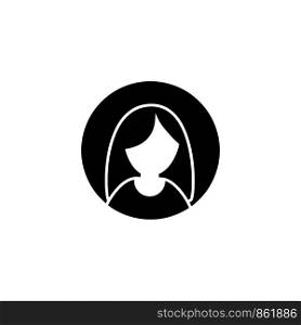 Woman head symbol. Glyph female avatar icon. Simple vector design illustration. Woman head symbol. Glyph female avatar icon.