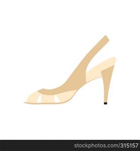 Woman heeled sandal icon. Flat color design. Vector illustration.