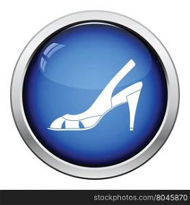 Woman heeled sandal icon. Glossy button design. Vector illustration.