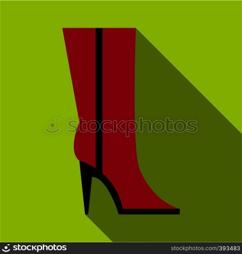 Woman high boot icon. Flat illustration of woman high boot vector icon for web. Woman high boot icon, flat style