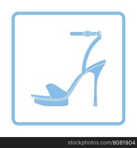 Woman high heel sandal icon. Blue frame design. Vector illustration.