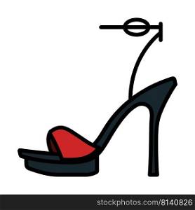 Woman High Heel Sandal Icon. Editable Bold Outline With Color Fill Design. Vector Illustration.
