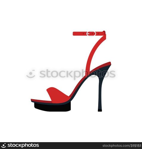 Woman high heel sandal icon. Flat color design. Vector illustration.