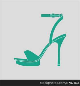 Woman high heel sandal icon. Gray background with green. Vector illustration.