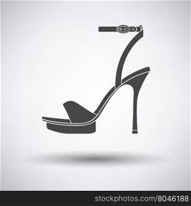 Woman high heel sandal icon on gray background with round shadow. Vector illustration.