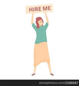 Woman hire me icon cartoon vector. Job resume. Online recruit. Woman hire me icon cartoon vector. Job resume