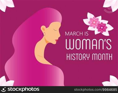 Woman history month concept vector on flat style. Event is celebrated in March in USA, United Kingdom, Australia. Girl power and feminism illustration for web, poster, banner.. Woman history month concept vector on flat style. Event is celebrated in March in USA, United Kingdom, Australia. Girl power and feminism illustration for web, poster