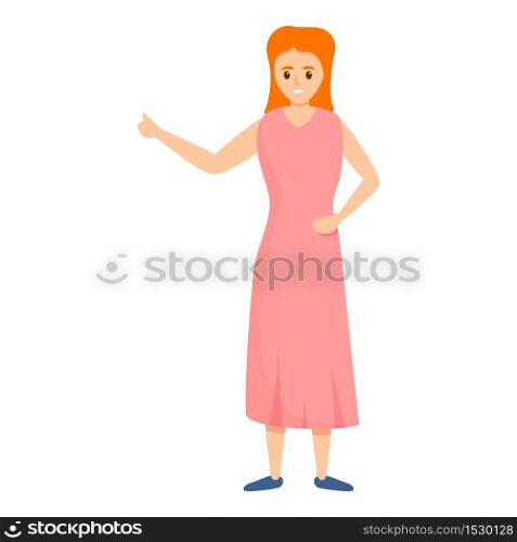 Woman hitchhiking icon. Cartoon of woman hitchhiking vector icon for web design isolated on white background. Woman hitchhiking icon, cartoon style