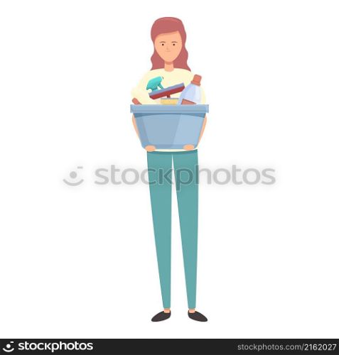 Woman housekeeping icon cartoon vector. Cleaning domestic. Person cleaner. Woman housekeeping icon cartoon vector. Cleaning domestic