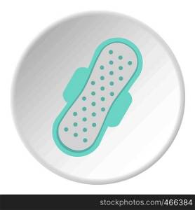 Woman hygiene protection, sanitary towel icon in flat circle isolated on white background vector illustration for web. Woman hygiene protection, sanitary towel icon