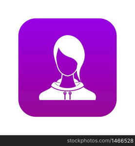 Woman icon digital purple for any design isolated on white vector illustration. Woman icon digital purple