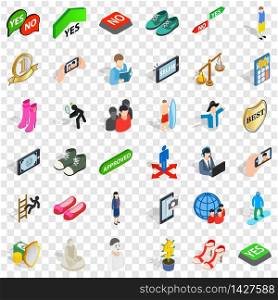 Woman icons set. Isometric style of 36 woman vector icons for web for any design. Woman icons set, isometric style