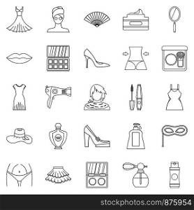 Woman icons set. Outline set of 25 woman vector icons for web isolated on white background. Woman icons set, outline style