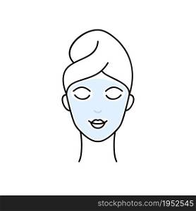 Woman in cosmetology mask. Icon in line art style for beauty industry.
