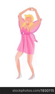 Woman in fairy costume dancing semi flat color vector character. Dynamic figure. Full body person on white. Party isolated modern cartoon style illustration for graphic design and animation. Woman in fairy costume dancing semi flat color vector character
