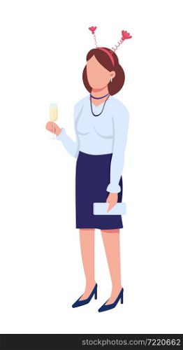 Woman in formal wear semi flat color vector character. Standing figure. Full body person on white. Christmas party isolated modern cartoon style illustration for graphic design and animation. Woman in formal wear semi flat color vector character