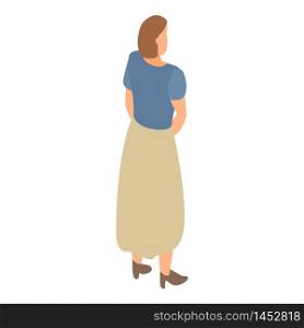 Woman in long skirt icon. Isometric of woman in long skirt vector icon for web design isolated on white background. Woman in long skirt icon, isometric style