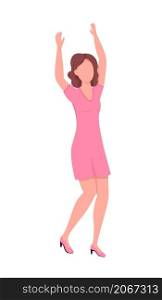 Woman in pink party dress semi flat color vector character. Dynamic figure. Full body person on white. Holiday isolated modern cartoon style illustration for graphic design and animation. Woman in pink party dress semi flat color vector character