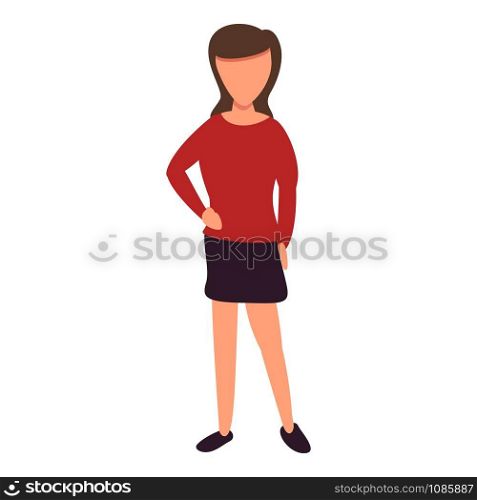 Woman in skirt icon. Cartoon of woman in skirt vector icon for web design isolated on white background. Woman in skirt icon, cartoon style