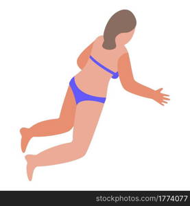 Woman in swimsuit icon. Isometric of Woman in swimsuit vector icon for web design isolated on white background. Woman in swimsuit icon, isometric style