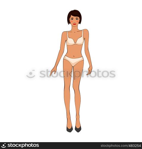 Woman in underwear flat icon on a white background . Woman in underwear flat icon