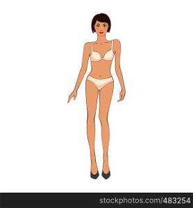 Woman in underwear flat icon on a white background . Woman in underwear flat icon