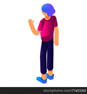 Woman in vr space icon. Isometric of woman in vr space vector icon for web design isolated on white background. Woman in vr space icon, isometric style