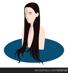 Woman in water, illustration, vector on white background.