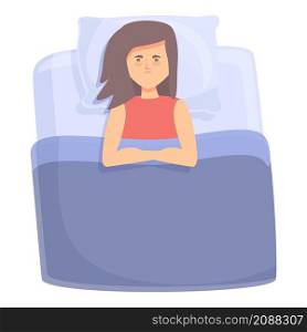 Woman insomnia icon cartoon vector. Bed sleep. Sleepless problem. Woman insomnia icon cartoon vector. Bed sleep