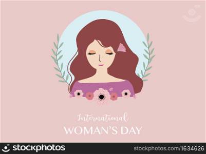 woman internation day background with face,hair and flower