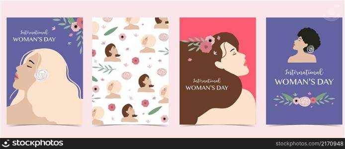 woman internation day background with face,hair and flower