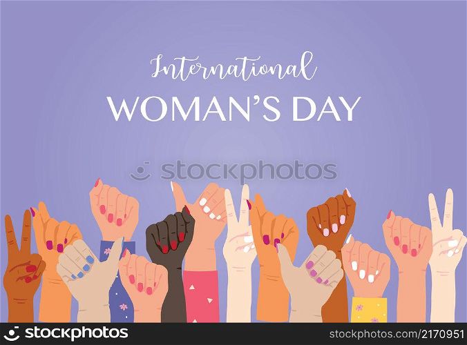 woman internation day background with hand