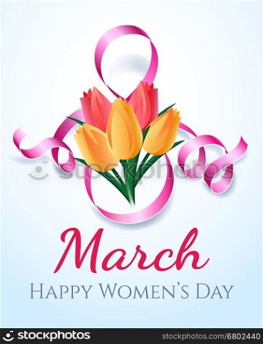 Woman international eight march day card. Woman international eight march day card design with flowers. Vector illustration