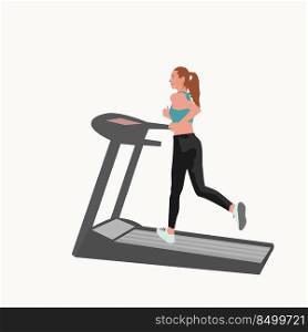 woman jogging on treadmill with white background